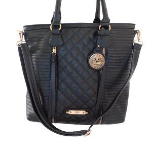 Versace 1969: Black Pleated Shoulder Bag